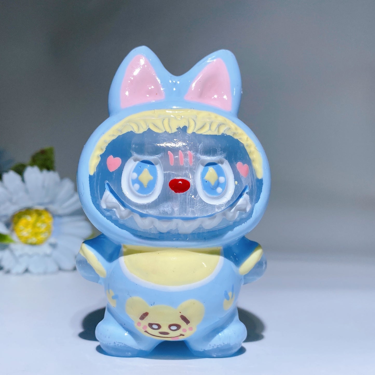 3.8" Selenite Labubu Carving with Hand  Painting Crystal Healing Bulk Wholesale