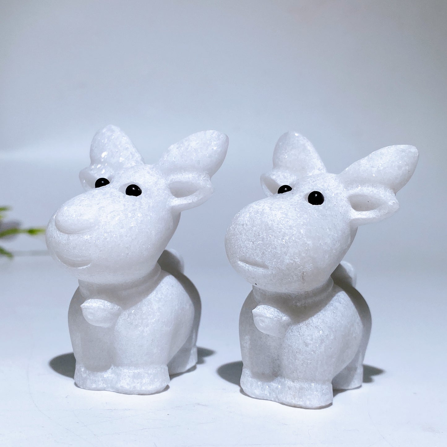 2.4" White Jade Deer Carving Crystal Healing Bulk Wholesale