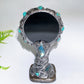 23cm Natural Black Obsidian Magic Mirror with Resin Handle Crystal Healing Bulk Wholesale
