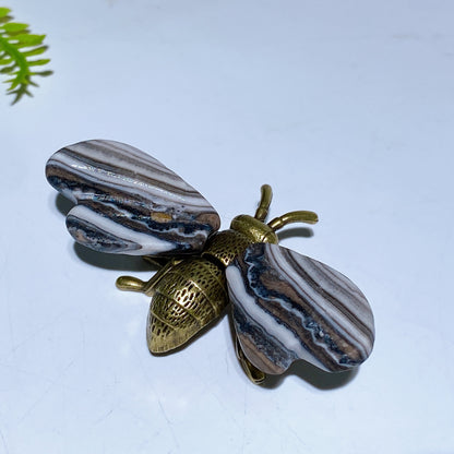 2.2" Crystal Natural Bee Carving with Metal Body Crystal Healing Bulk Wholesale