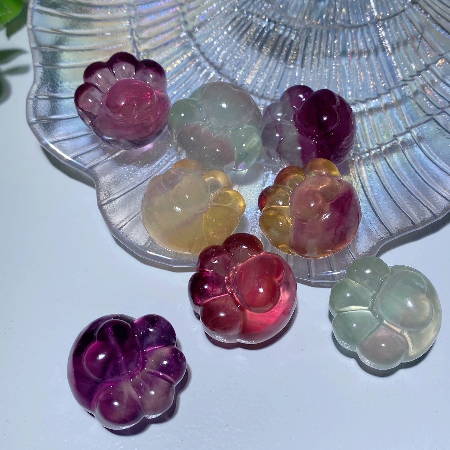 0.9" Mixed Fluorite Cat Paw Carvings Bulk Wholesale