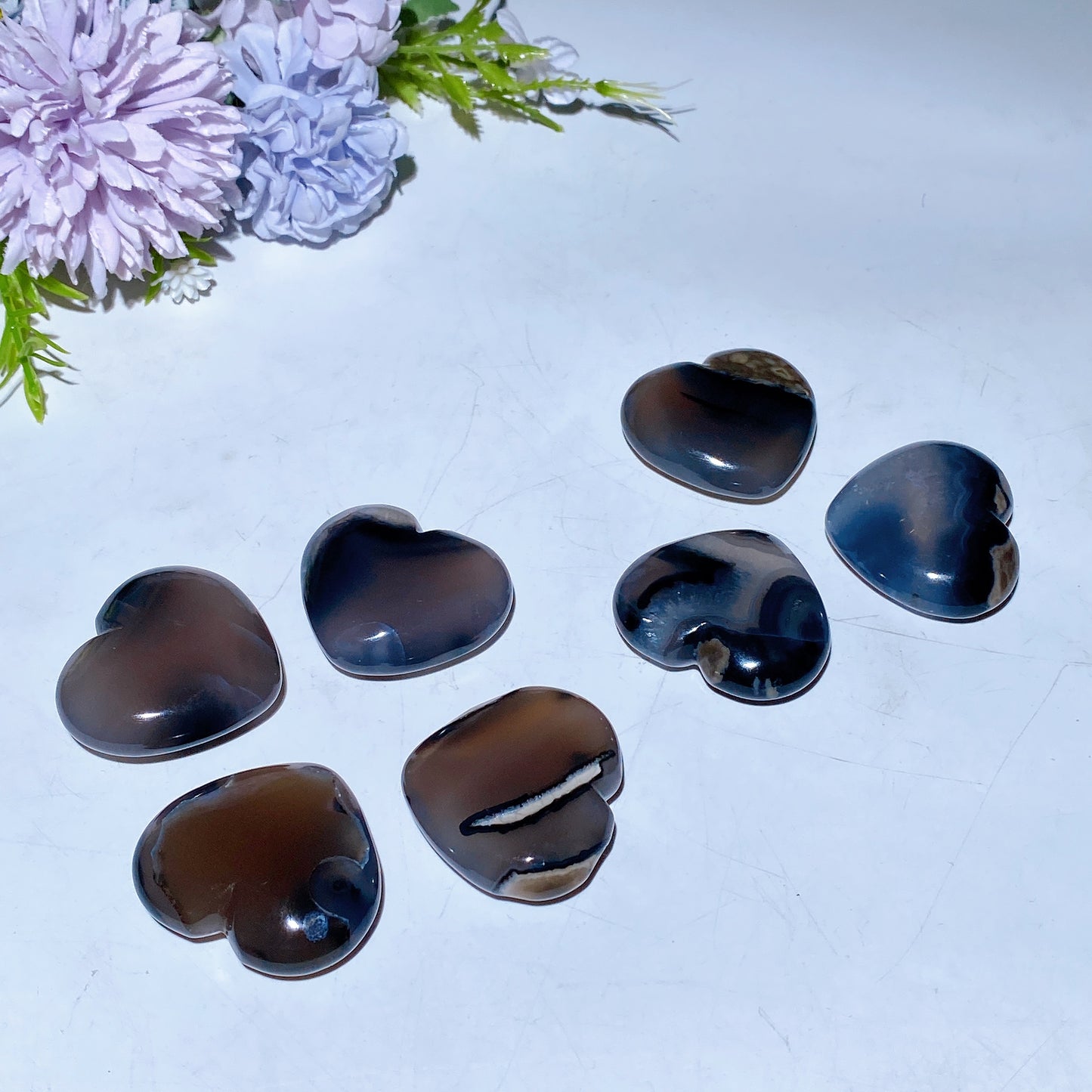 4cm UV Reactive Volcanic Agate Heart Carving Crystal Healing Bulk Wholesale