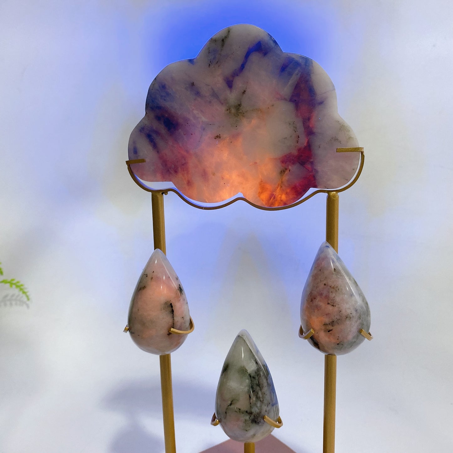 Natural Crystal Cloud Raindrop Carving with Stand Free Form Crystal Healing Bulk Wholesale