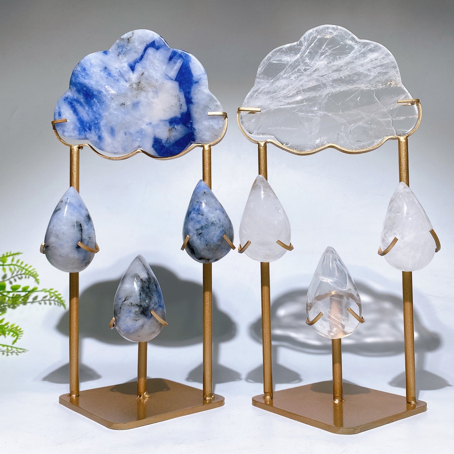 Natural Crystal Cloud Raindrop Carving with Stand Free Form Crystal Healing Bulk Wholesale