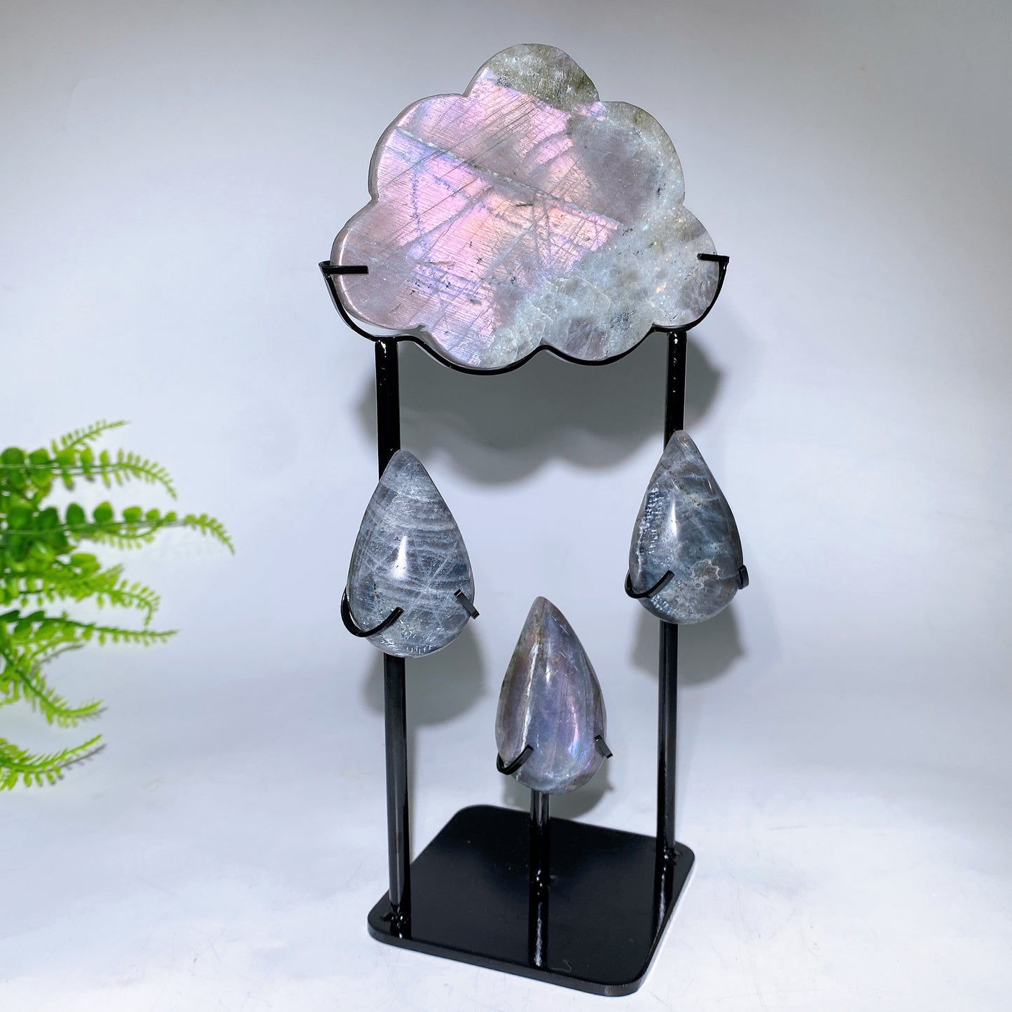 Natural Crystal Cloud Raindrop Carving with Stand Free Form Crystal Healing Bulk Wholesale
