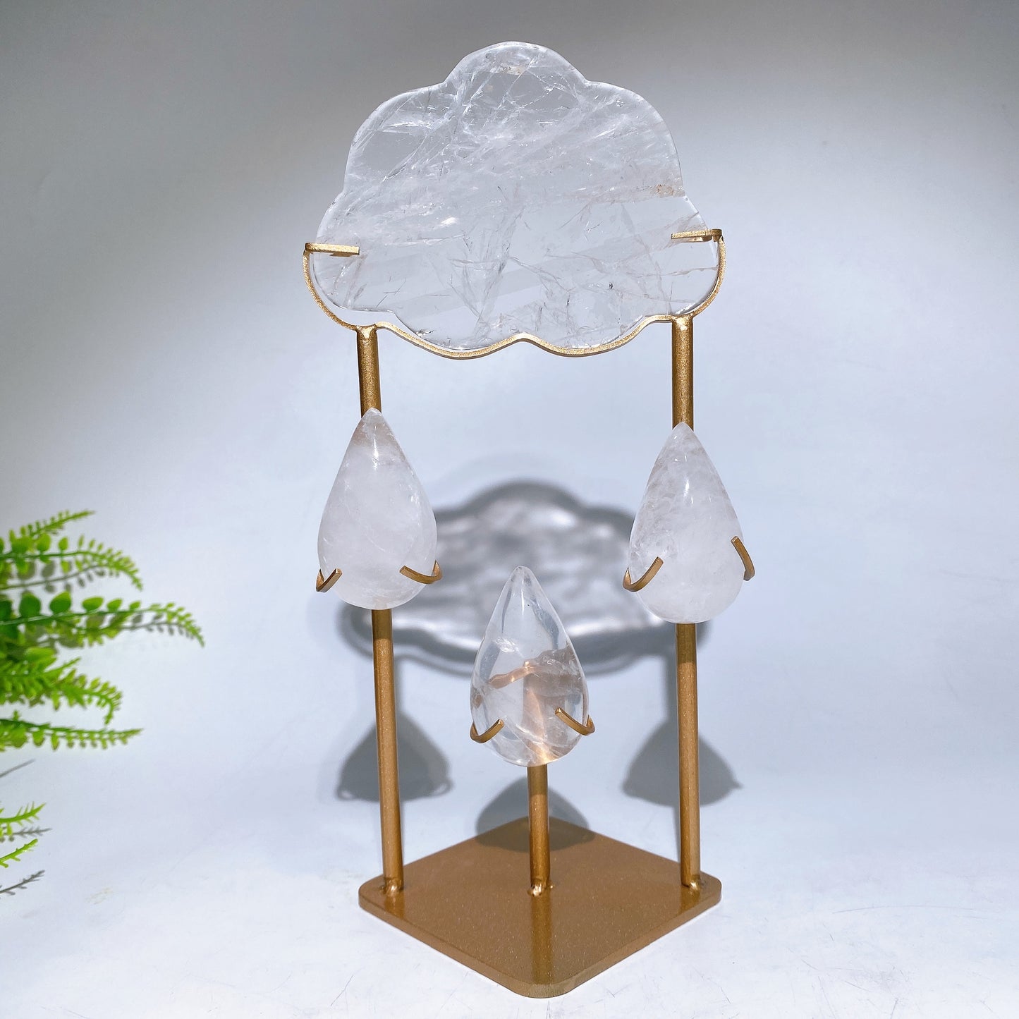 Natural Crystal Cloud Raindrop Carving with Stand Free Form Crystal Healing Bulk Wholesale