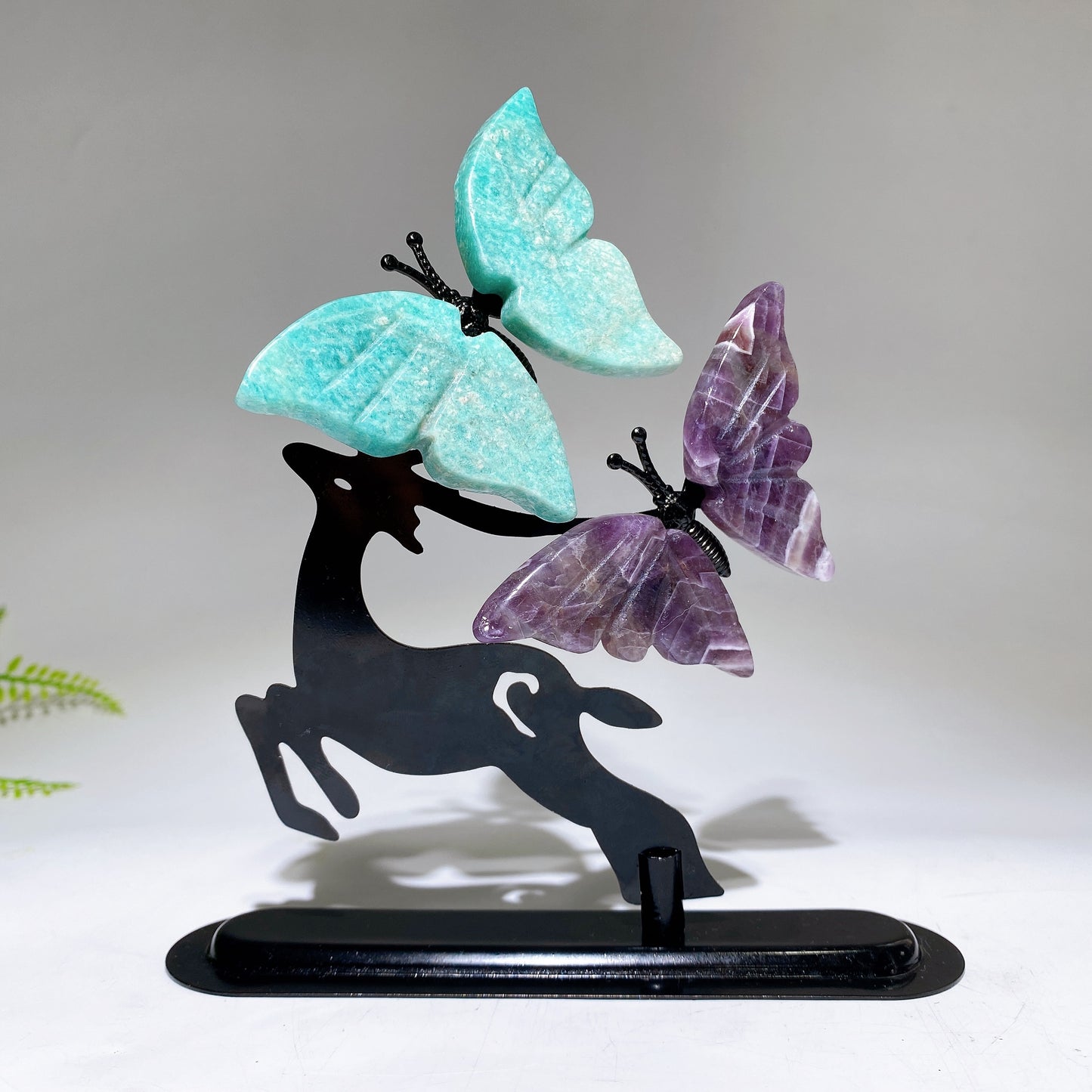 Natural Crystal Butterflies with Metal Deer Free Form Crystal Healing Bulk Wholesale