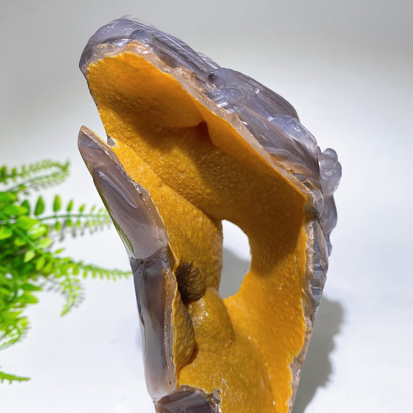 Unique Natural Agate Geode with Nine-tails Fox Carving Free Form Crystal Healing Bulk Wholesale