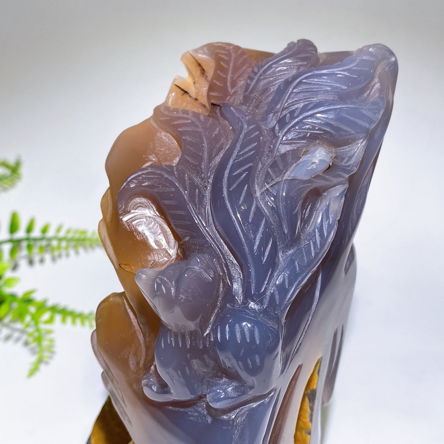 Unique Natural Agate Geode with Nine-tails Fox Carving Free Form Crystal Healing Bulk Wholesale