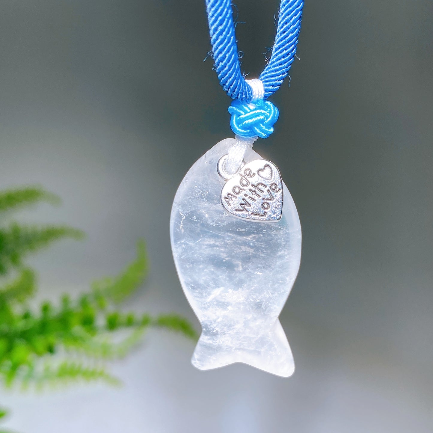 Natrual Clear Quartz Fish with Rope Necklace Crystal Healing Bulk Wholesale