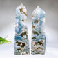 Large Unique Natural Druzy Moss Agate Tower Cryrstal Healing Bulk Wholesale