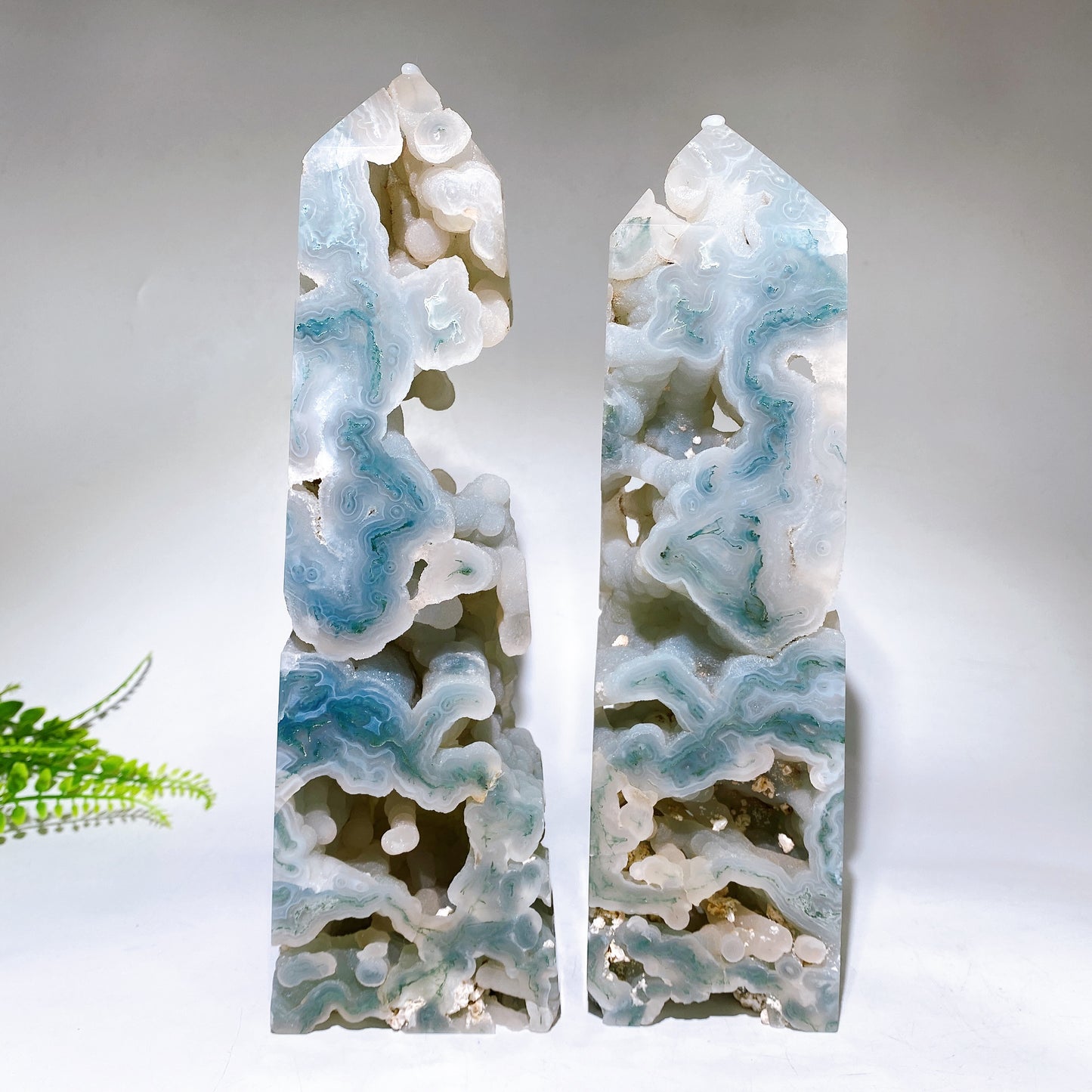 Large Unique Natural Druzy Moss Agate Tower Cryrstal Healing Bulk Wholesale