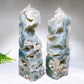 Large Unique Natural Druzy Moss Agate Tower Cryrstal Healing Bulk Wholesale