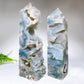 Large Unique Natural Druzy Moss Agate Tower Cryrstal Healing Bulk Wholesale