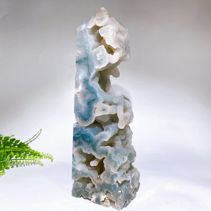 Large Unique Natural Druzy Moss Agate Tower Cryrstal Healing Bulk Wholesale