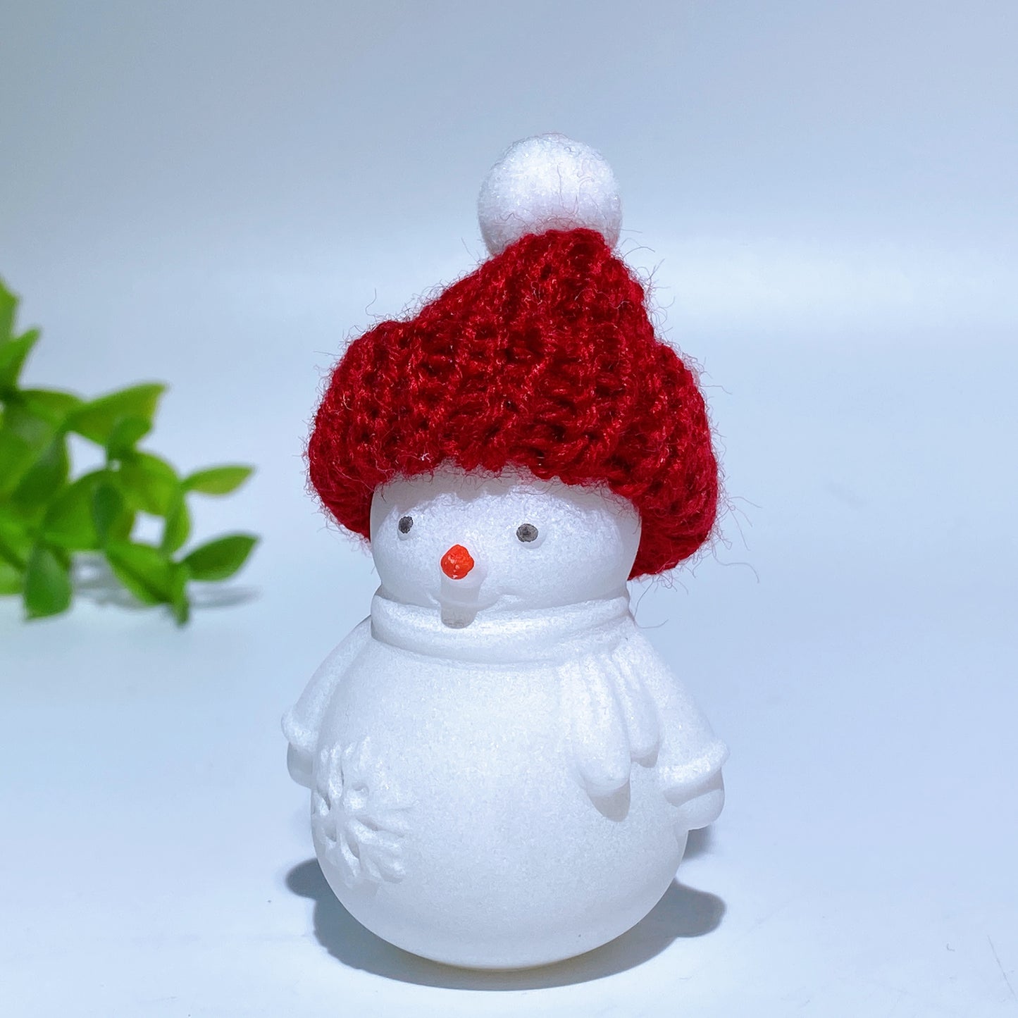 2.2" White Jade Snowman Carving with Cap Crystal Healing Bulk Wholesale