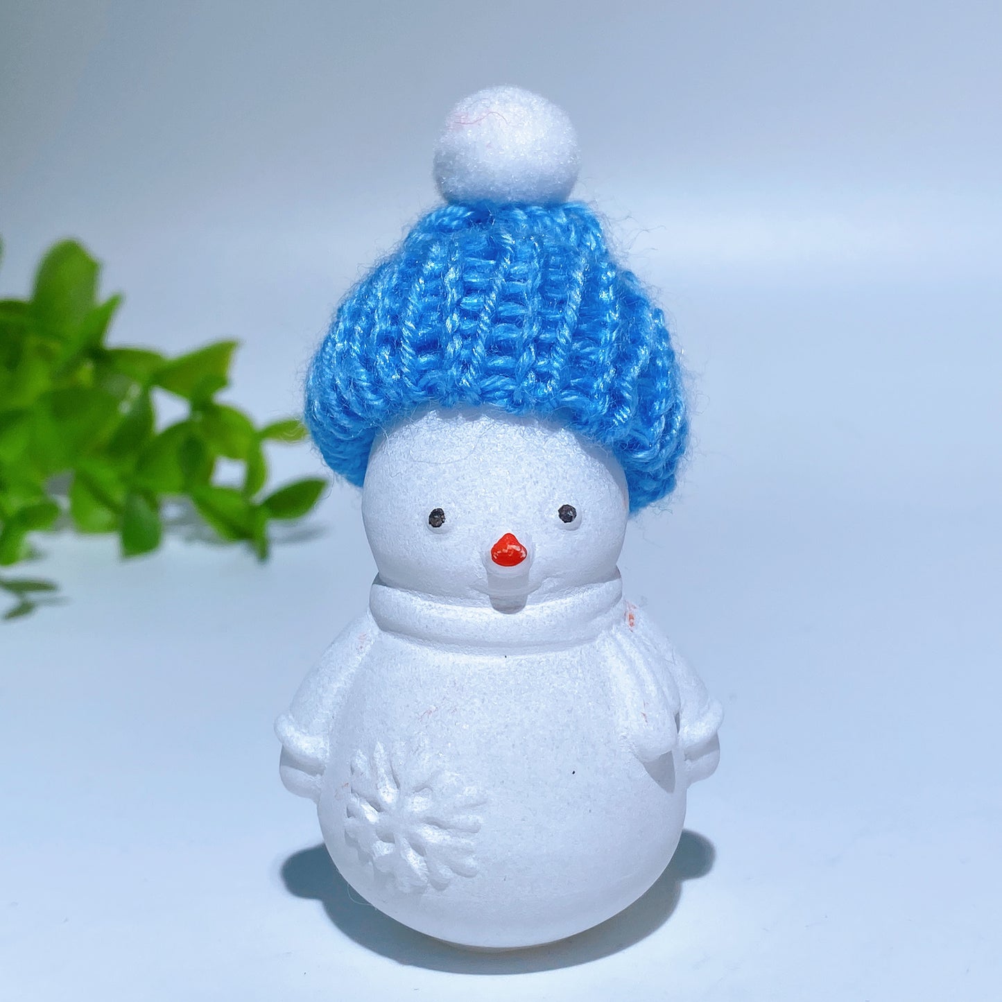 2.2" White Jade Snowman Carving with Cap Crystal Healing Bulk Wholesale