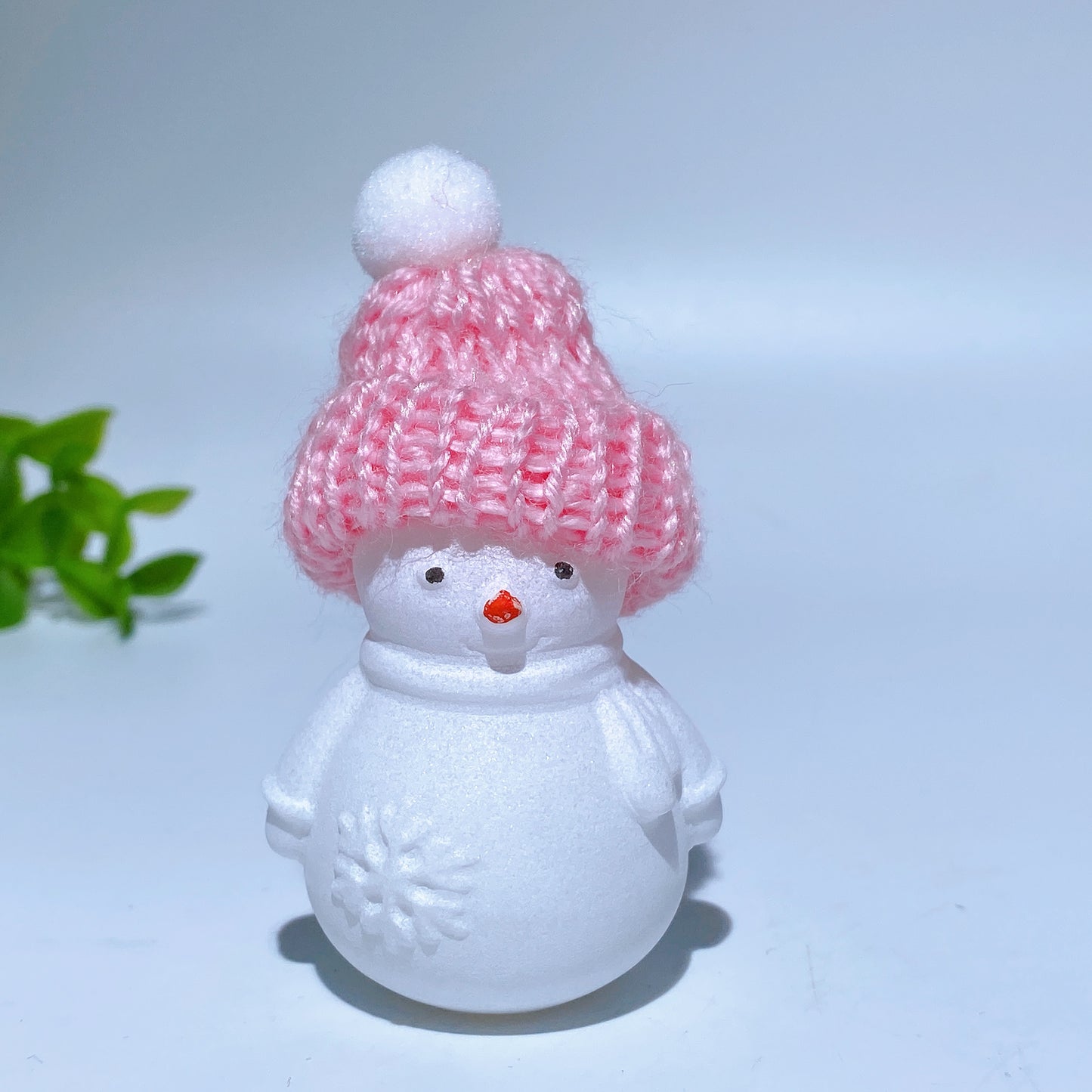 2.2" White Jade Snowman Carving with Cap Crystal Healing Bulk Wholesale
