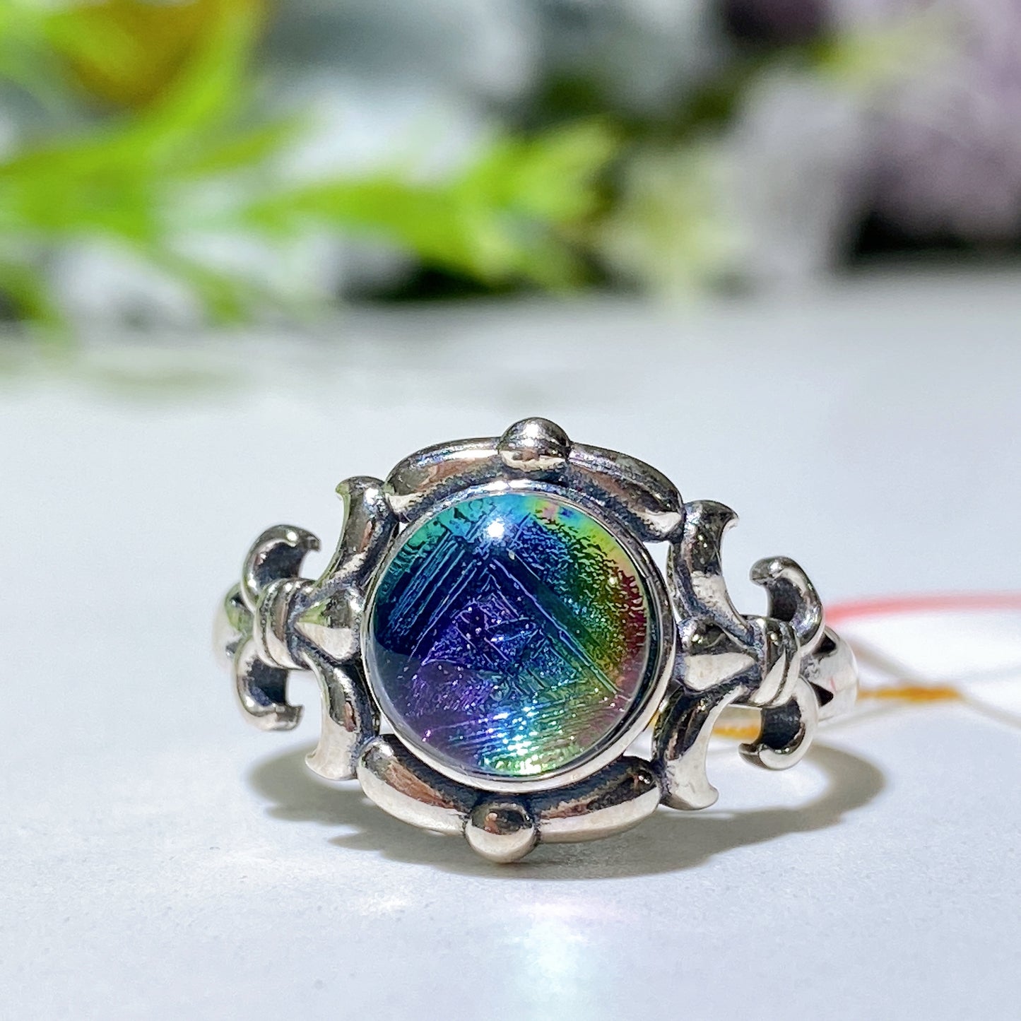 S925 Aura Gibeon Meterite Ring Crystal Healing Bulk Wholesale