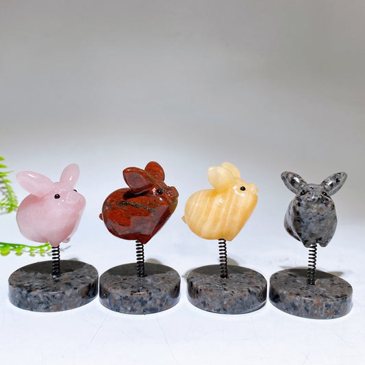 1.6" Natural Crystal Pig Carving with Spring Yooperlite Base Crystal Healing Bulk Wholesale