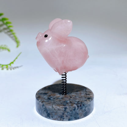 1.6" Natural Crystal Pig Carving with Spring Yooperlite Base Crystal Healing Bulk Wholesale