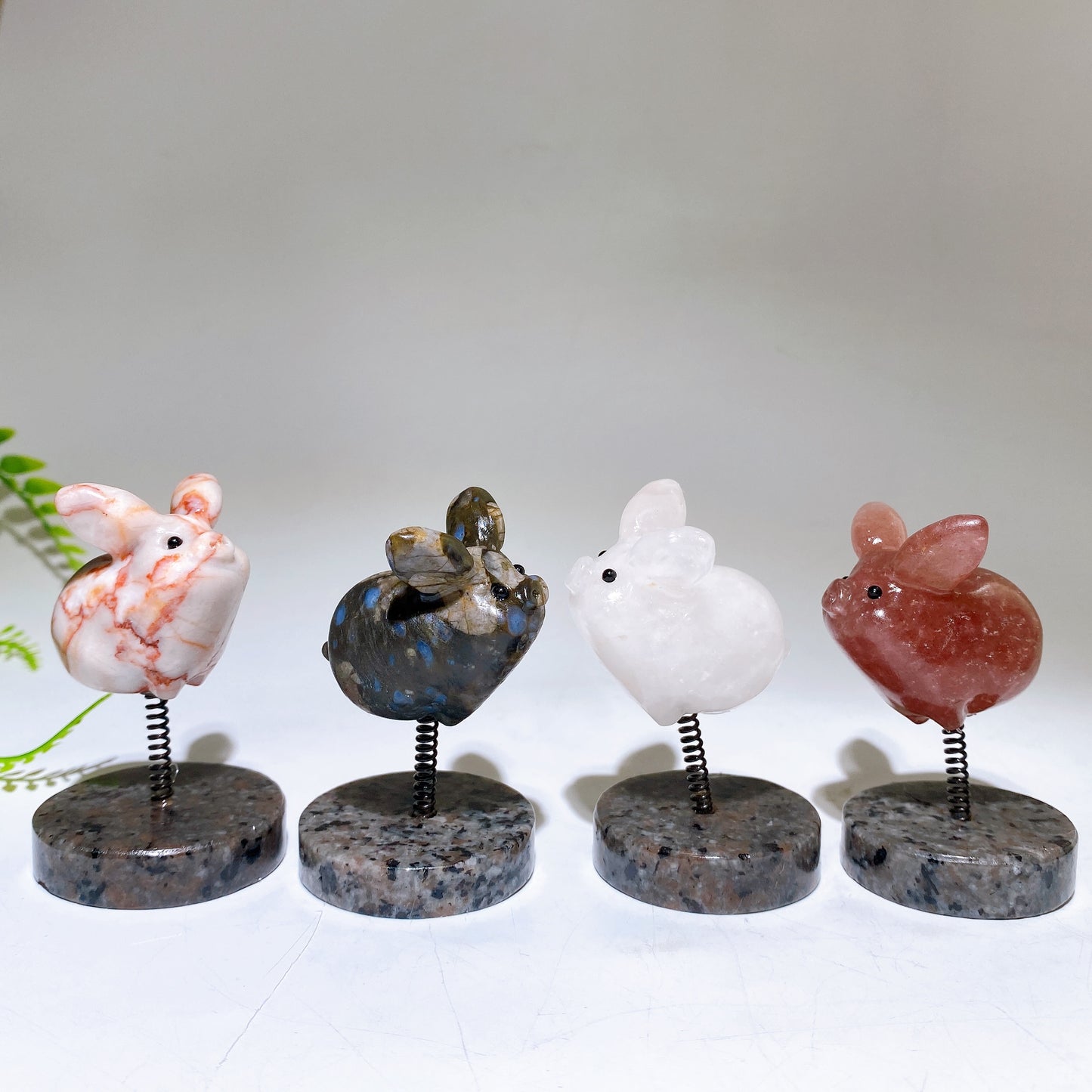 1.6" Natural Crystal Pig Carving with Spring Yooperlite Base Crystal Healing Bulk Wholesale