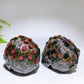 3.4"-3.8" Yooperlite Black Obsidian Skull with Rose Flower Decor Carving Crystal Healing Bulk Wholesale