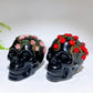 3.4"-3.8" Yooperlite Black Obsidian Skull with Rose Flower Decor Carving Crystal Healing Bulk Wholesale