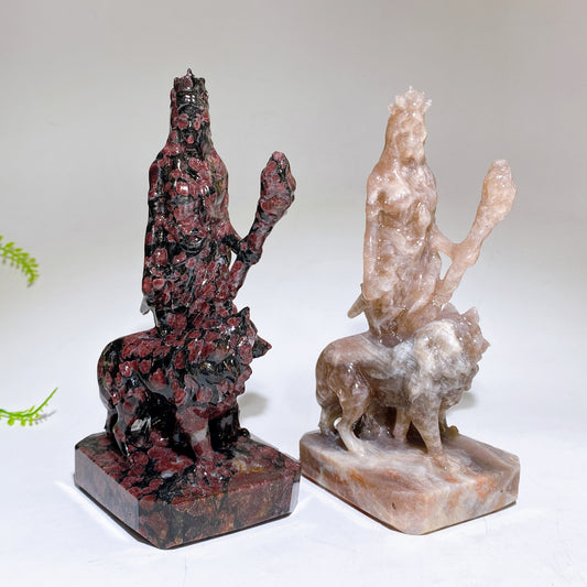 6.2" Natural Crystal Hecate with Wolf Carving Crystal Healing Bulk Wholesale