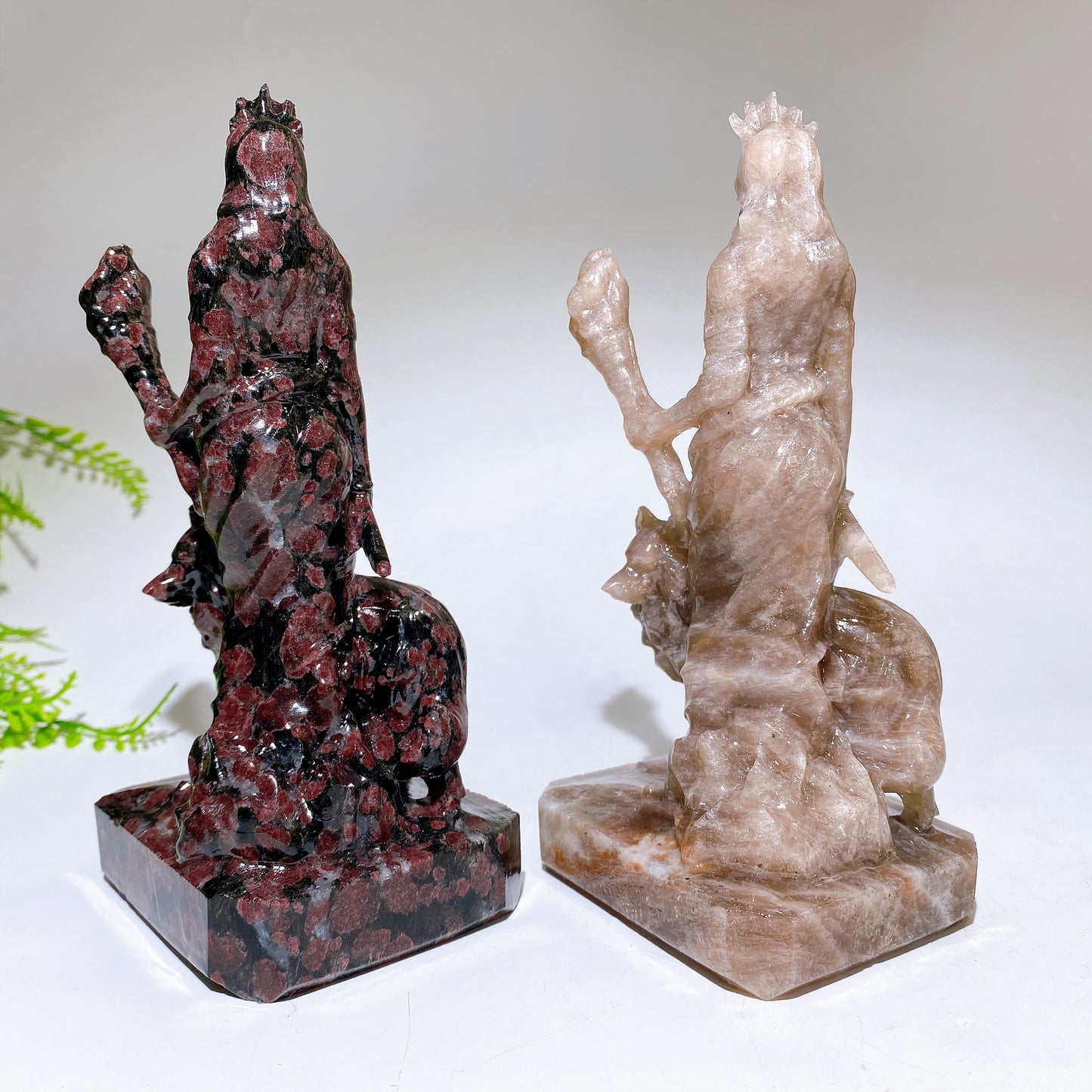 6.2" Natural Crystal Hecate with Wolf Carving Crystal Healing Bulk Wholesale