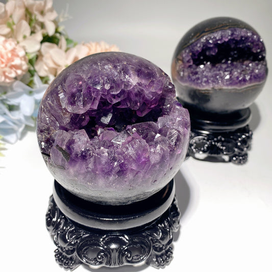 3.4" Unique Amethyst Geode with Stand