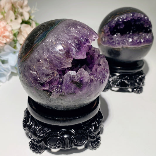 3.4" Unique Amethyst Geode with Stand