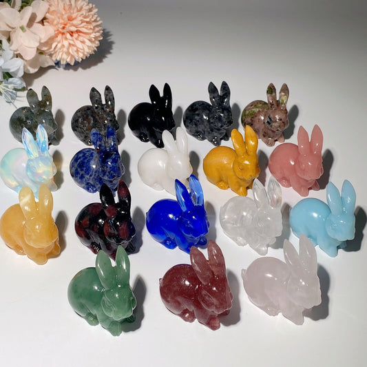 2.0" Mixed Crystal Rabbit Carvings Crystal Healing Bulk Wholesale