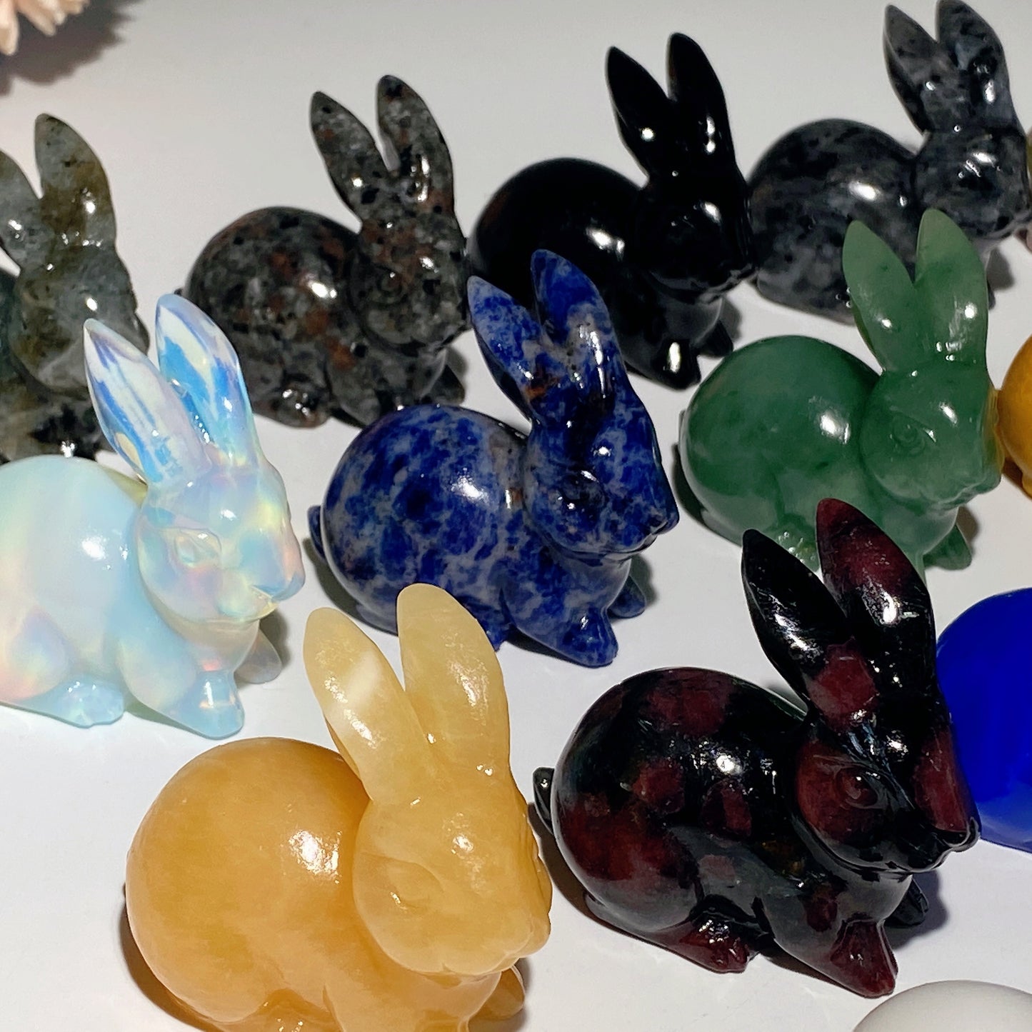 2.0" Mixed Crystal Rabbit Carvings Bulk Wholesale