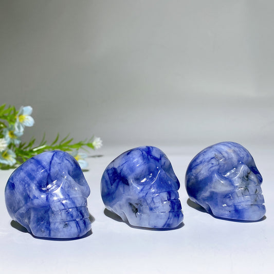 1.8" UV Reactive Sodalite Skull Carving Crystal Healing Bulk Wholesale