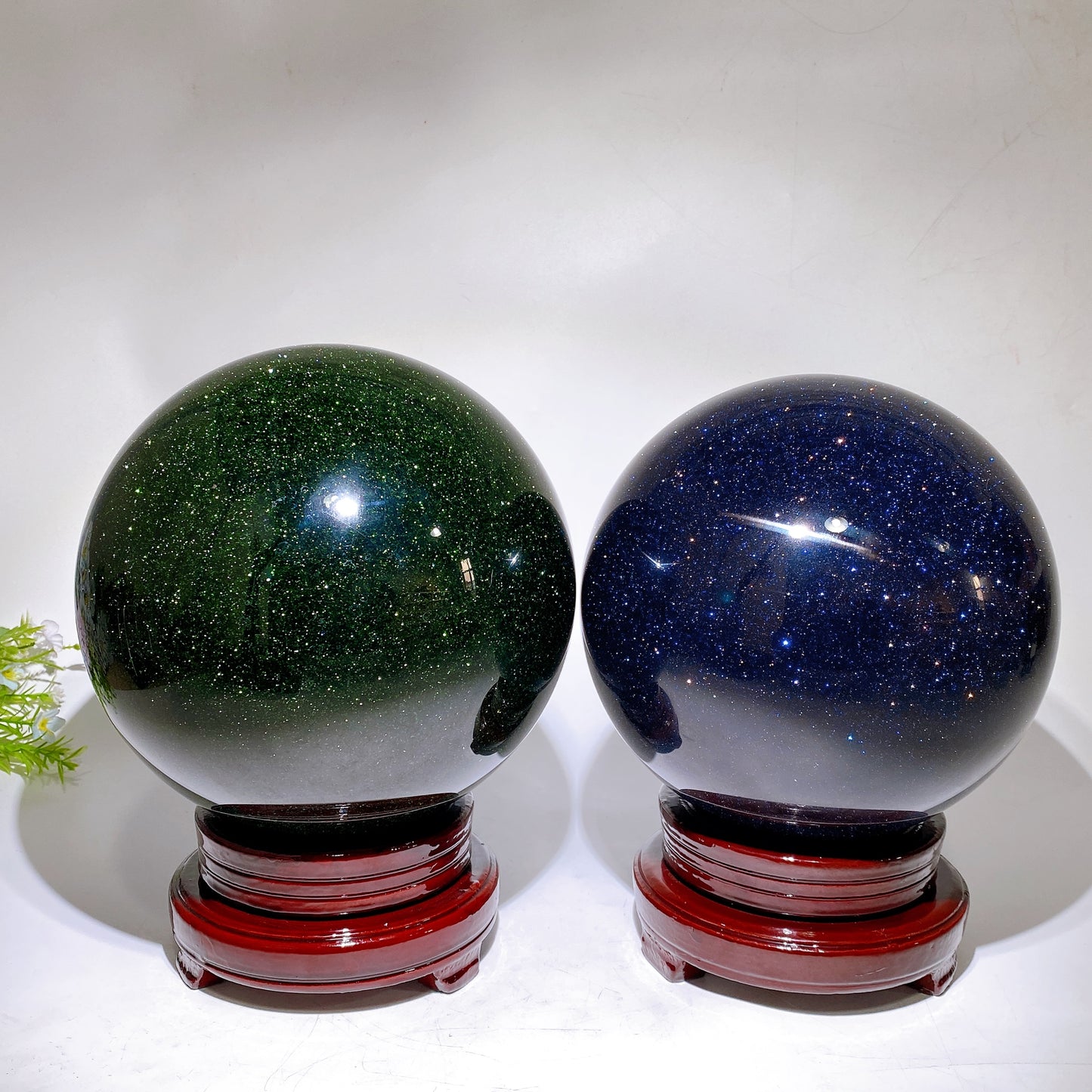 Large Unique Green Blue Sandstone Sphere with Wooden Stand Crystal Healing Bulk Wholesale
