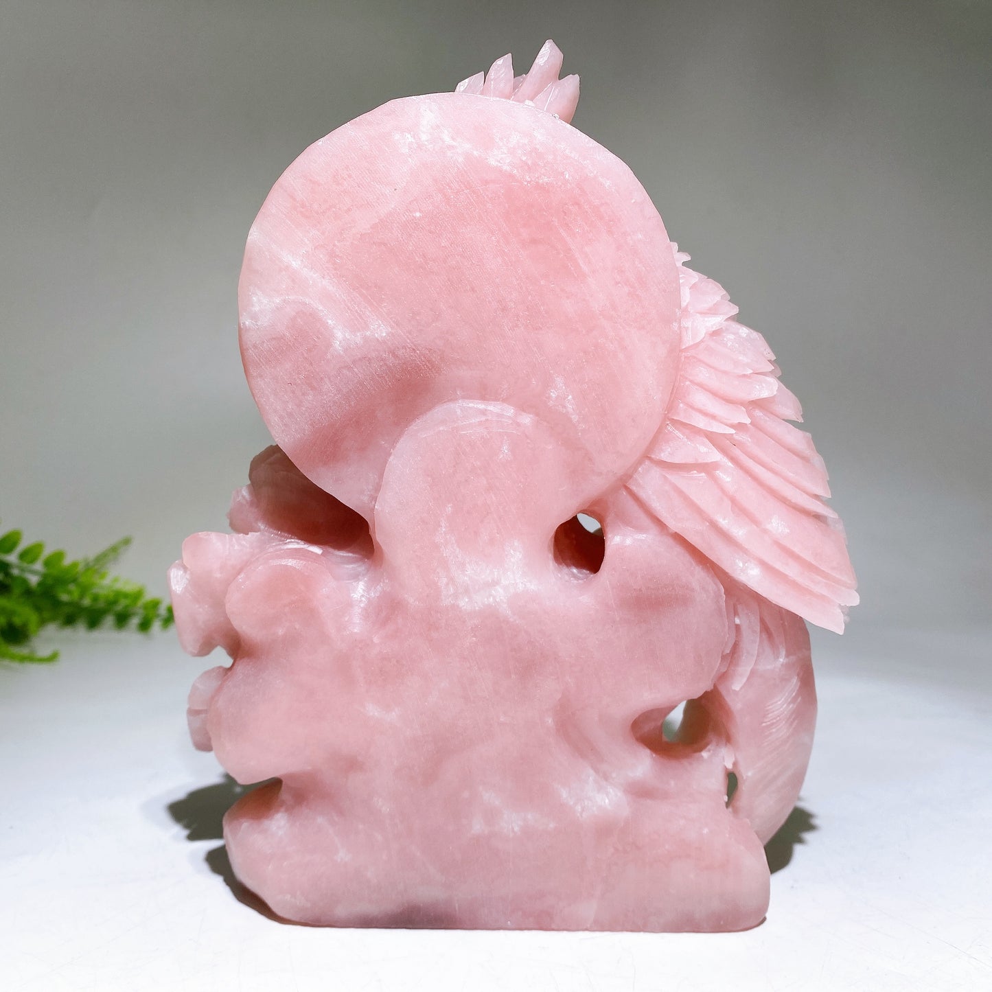 Unique Hand Carved Pink Opal Parrot Peony Carving Crystal Healing Bulk Wholesale
