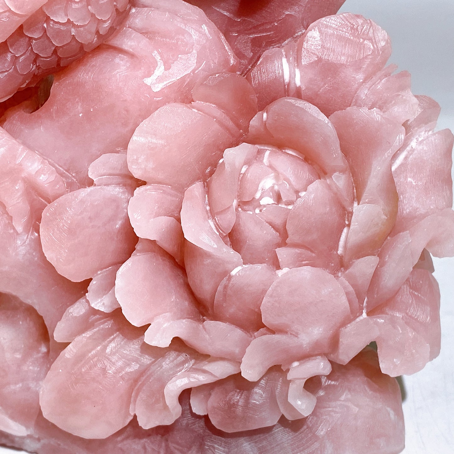 Unique Hand Carved Pink Opal Parrot Peony Carving Crystal Healing Bulk Wholesale