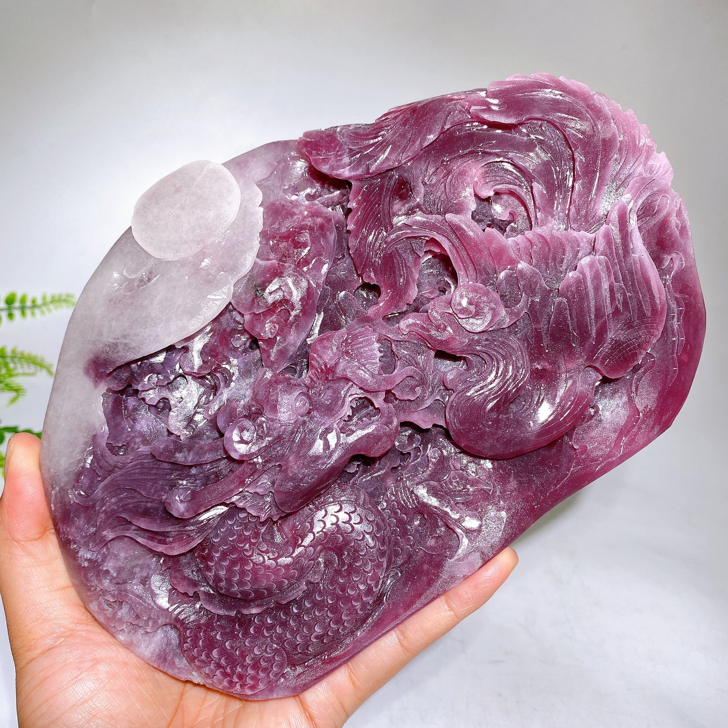 Unique Hand Carved Purple Mica Dragon Phoenix Carving Crystal Healing Bulk Wholesale