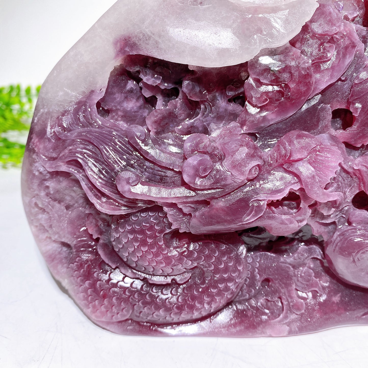 Unique Hand Carved Purple Mica Dragon Phoenix Carving Crystal Healing Bulk Wholesale