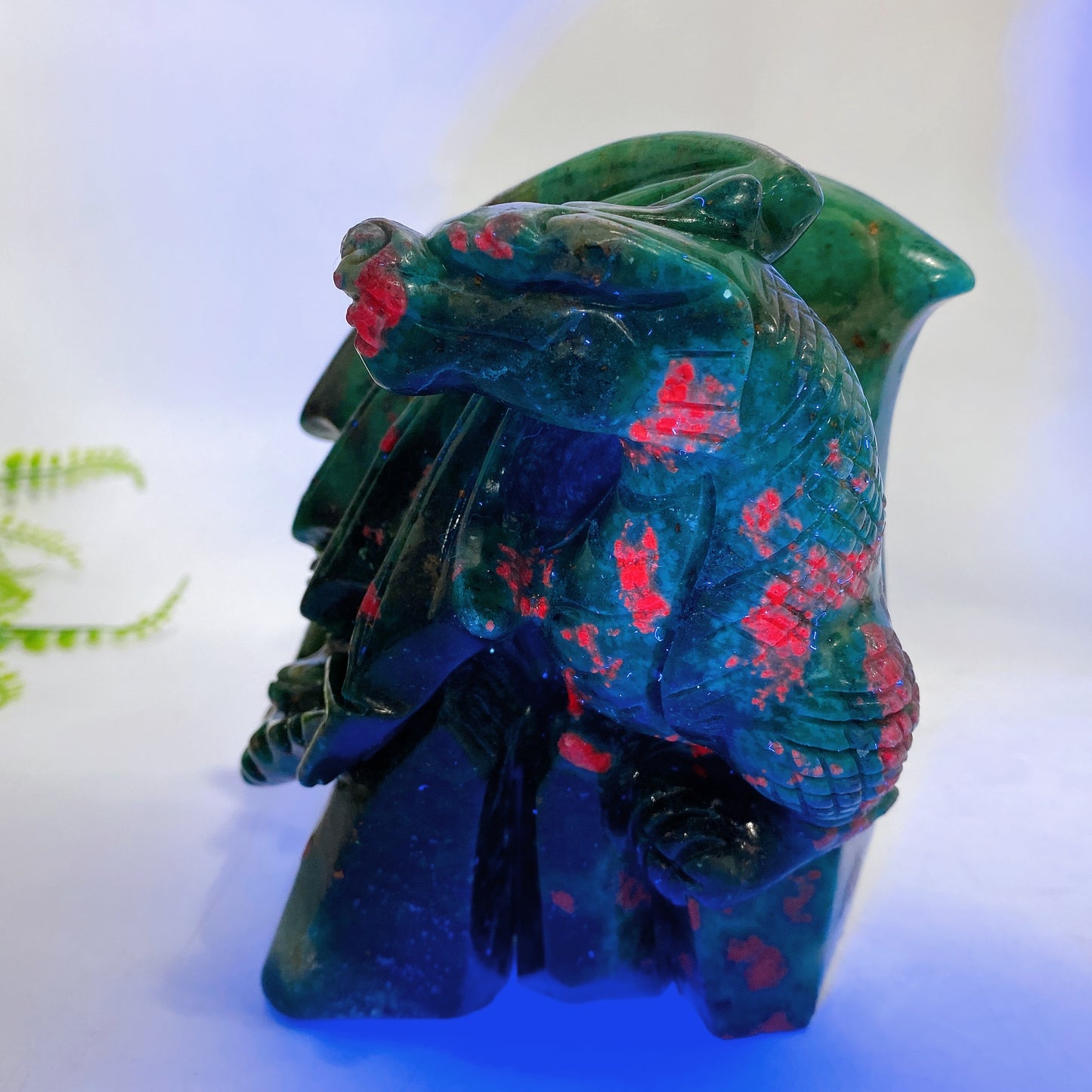 Unique Hand Carved Natural UV Reactive Ruby In Fuschite Dragon Carving Crystal Healing Bulk Wholesale