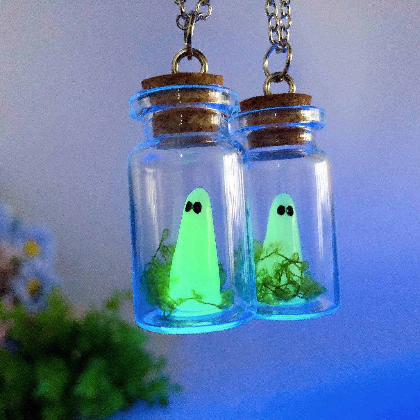 1.7" Luminous Ghost Bottle Necklace Bulk Wholesale