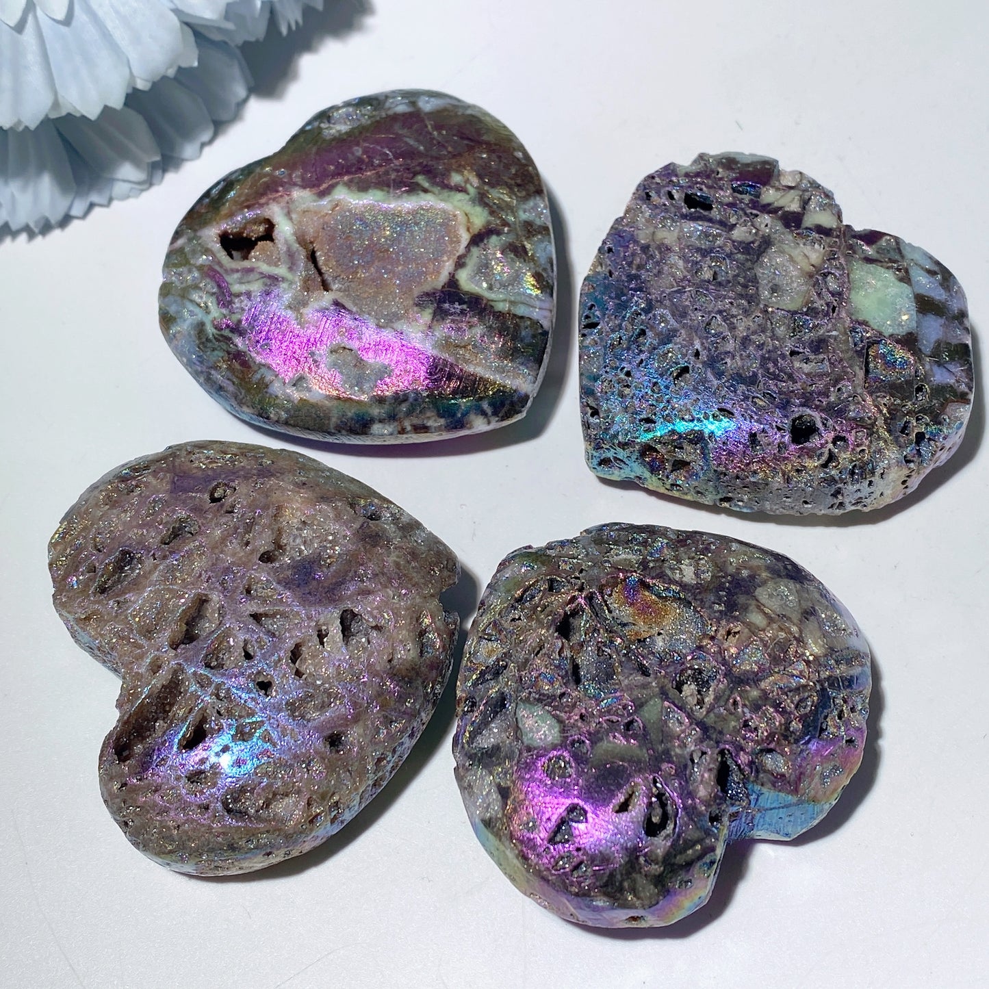 1.5"-2.5" Aura Druzy Zinc Heart Bulk Wholesale