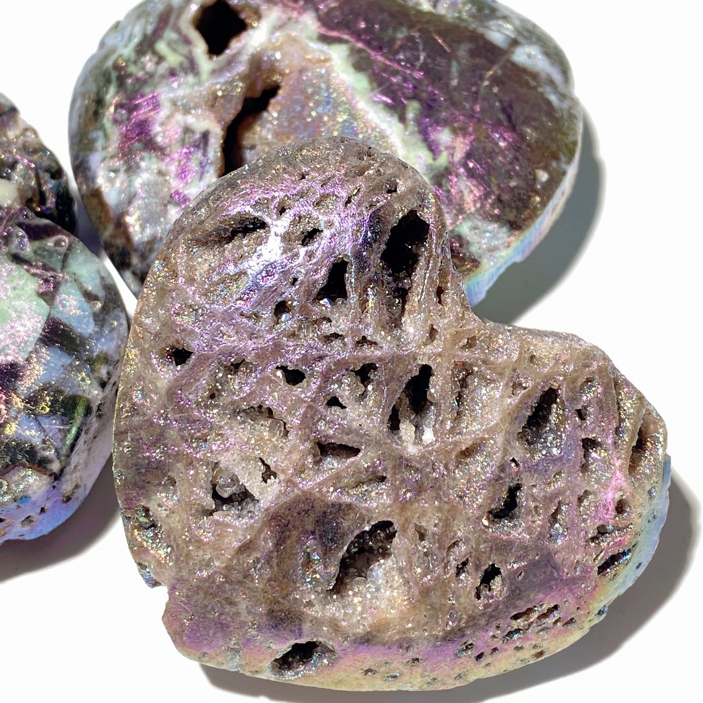 1.5"-2.5" Aura Druzy Zinc Heart Bulk Wholesale