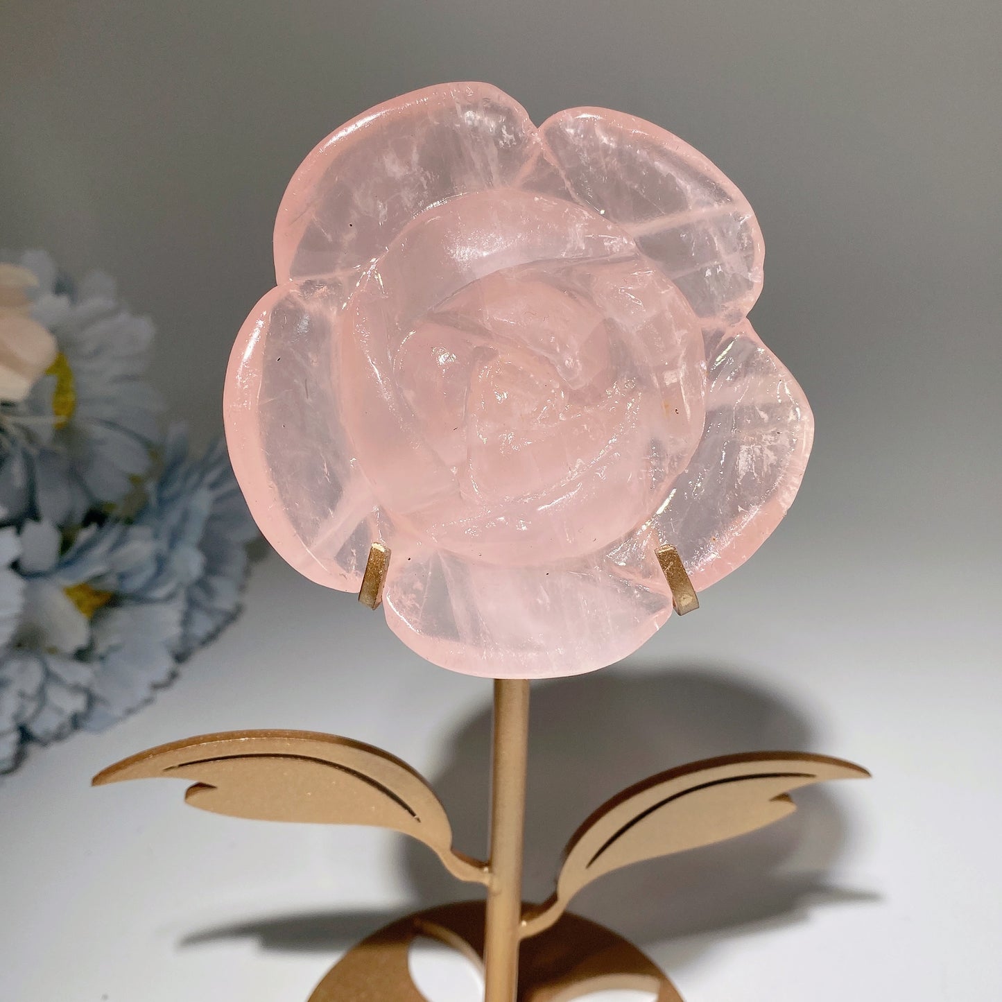 2.8" Dream Amethyst Rose Quartz Flower with Stand Free Form Bulk Wholesale