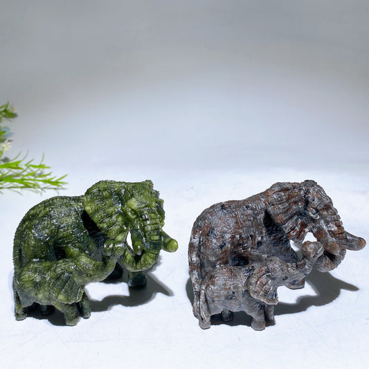 3.4" Hand Carved Natural Serpentine Yooperlite Elephant Crystal Healing Bulk Wholesale