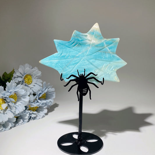 Sky Blue Cobweb Carving with Stand Free Form