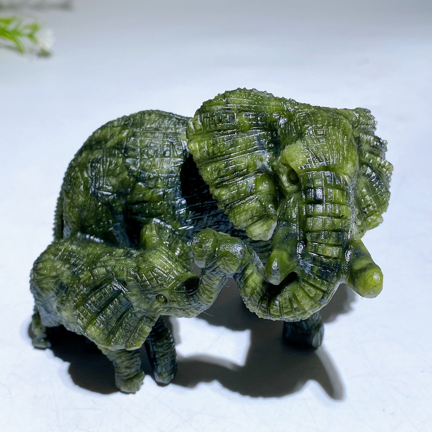3.4" Hand Carved Natural Serpentine Yooperlite Elephant Crystal Healing Bulk Wholesale