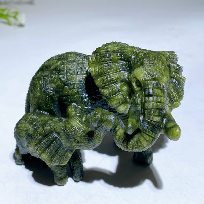 3.4" Hand Carved Natural Serpentine Yooperlite Elephant Crystal Healing Bulk Wholesale
