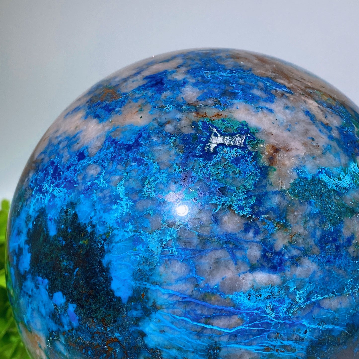 13.5cm Large Unique Chrysocolla Sphere with Stand